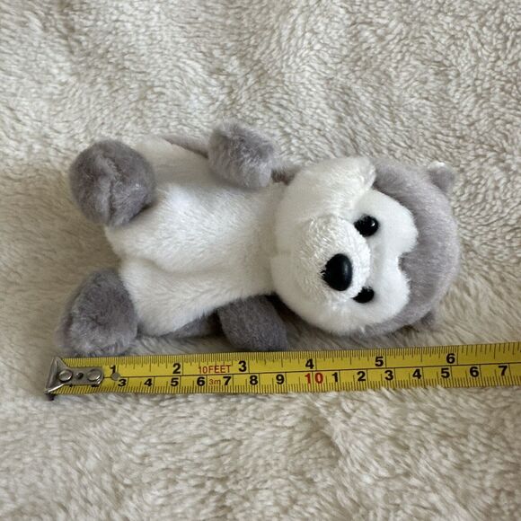 Aurora Gray Palm Pals 6" Busky Husky Wolf Dog Beanbag Stuffed Animal - Picture 4 of 4